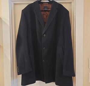 Daniel Hetcher Mens Wool Cashmere Overcoat Peacoat Black 56 Long
